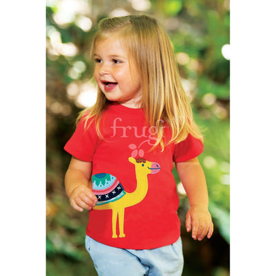 Little Creature Applique Top - True Red-Camel by Frugi