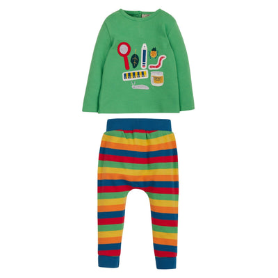 Frugi Oscar Outfit - Bug Search/Rainbow Stripe
