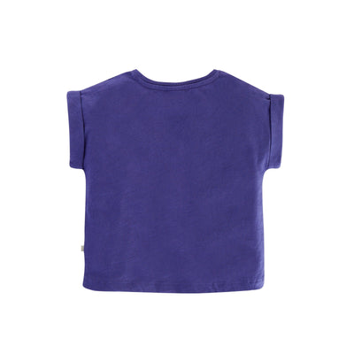 Frugi Sophia Slub T-Shirt - Mussel Purple Cosmic Star-Unicorn