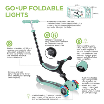 Go Up Foldable Lights All-in-One Scooter - Mint