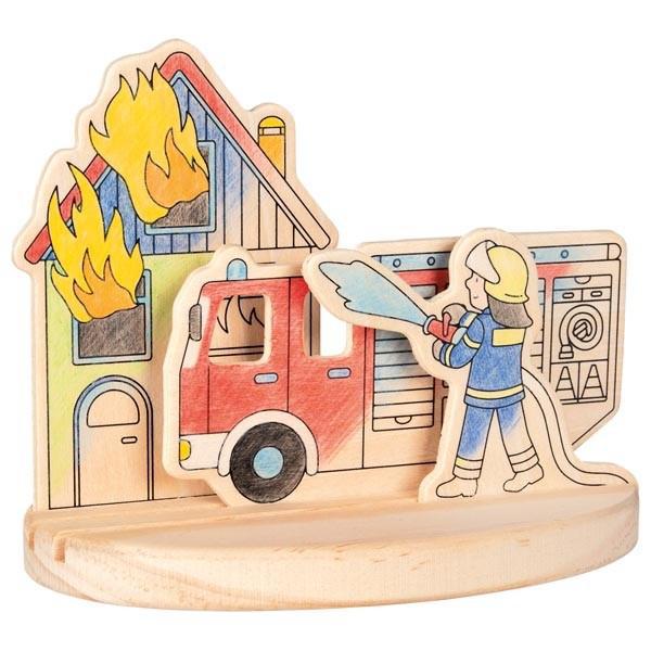 Goki Fire Engines Wooden Colouring Picture