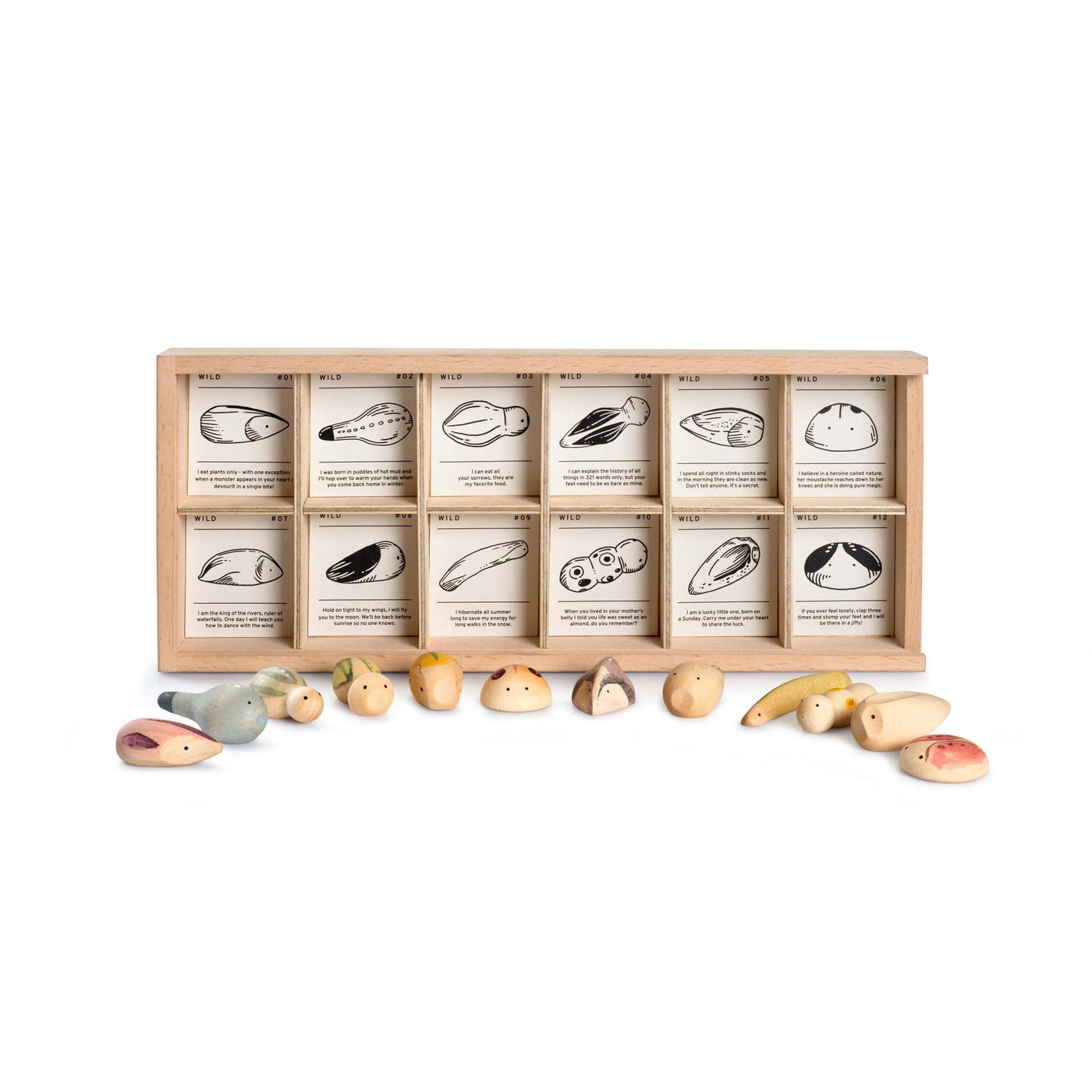 Grapat Wild -12 Wooden Creatures with Sorting Tray