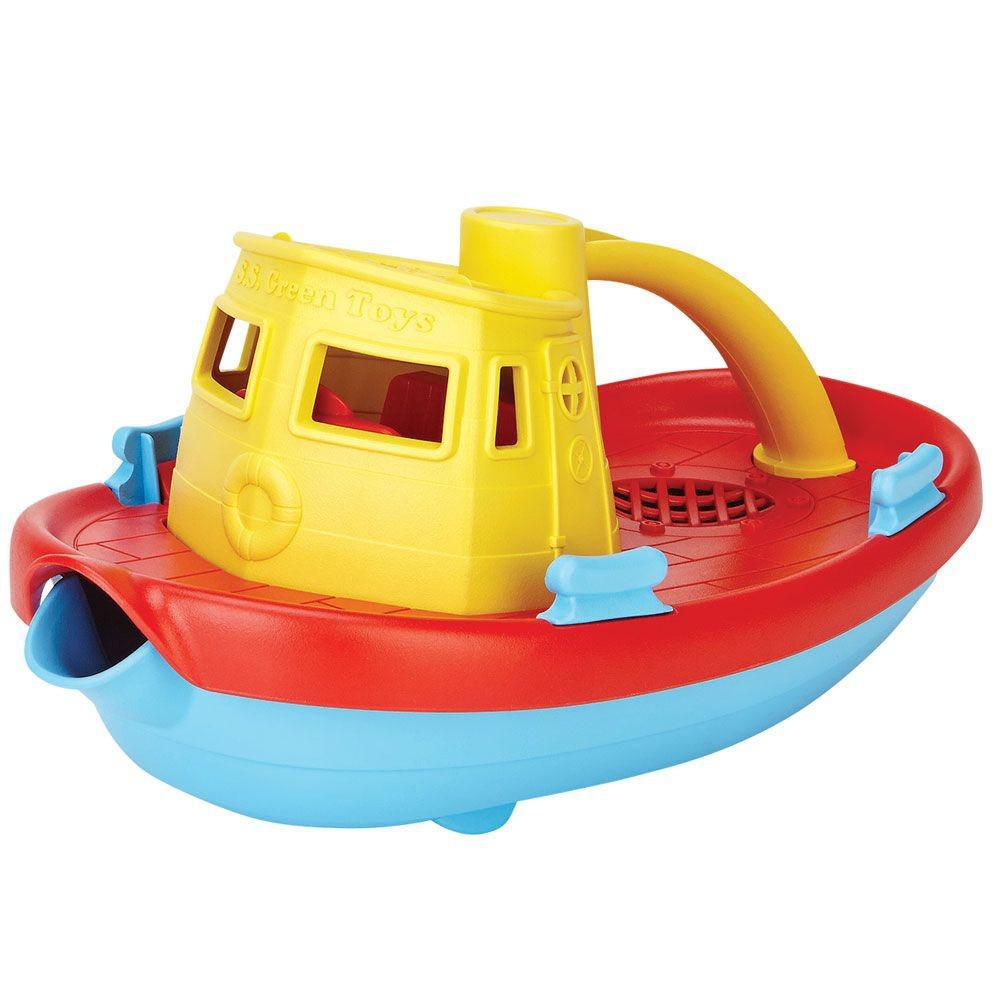 Green Toys Recycled Plastic Tugboat - Yellow Handle