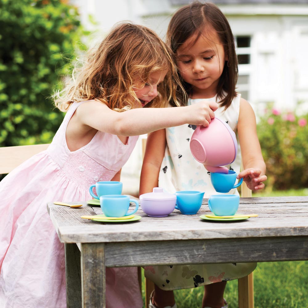 Recycled Plastic Tea Set With Pink Teapot