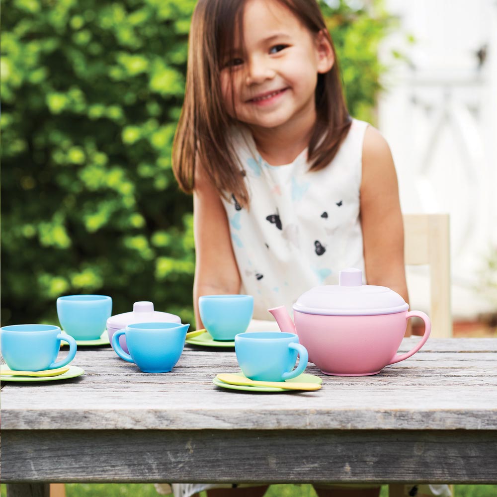 Recycled Plastic Tea Set With Pink Teapot