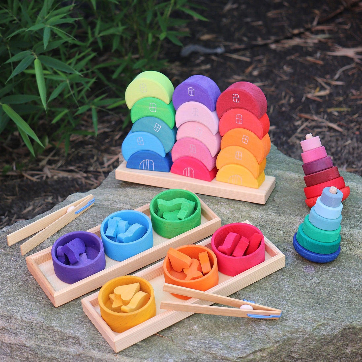 Rainbow Bowls Sorting Game-Grimm's-Yes Bebe