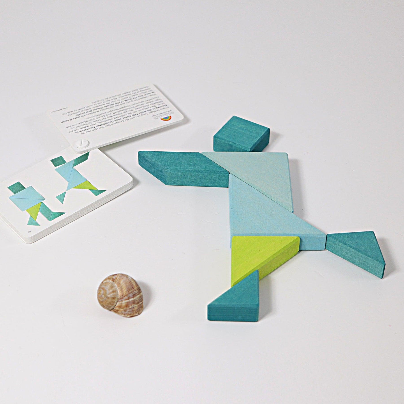 Tangram Puzzle - Turquoise/Green-Grimm's-Yes Bebe