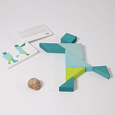 Tangram Puzzle - Turquoise/Green-Grimm's-Yes Bebe