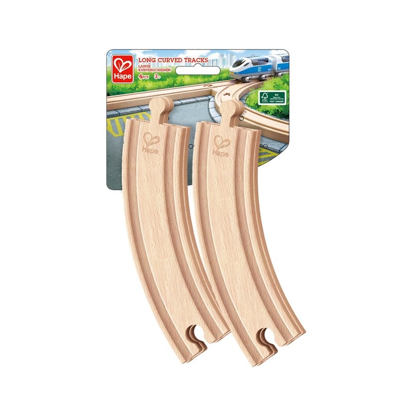 Hape 4 Pieces Long Curved Tracks for Train Sets