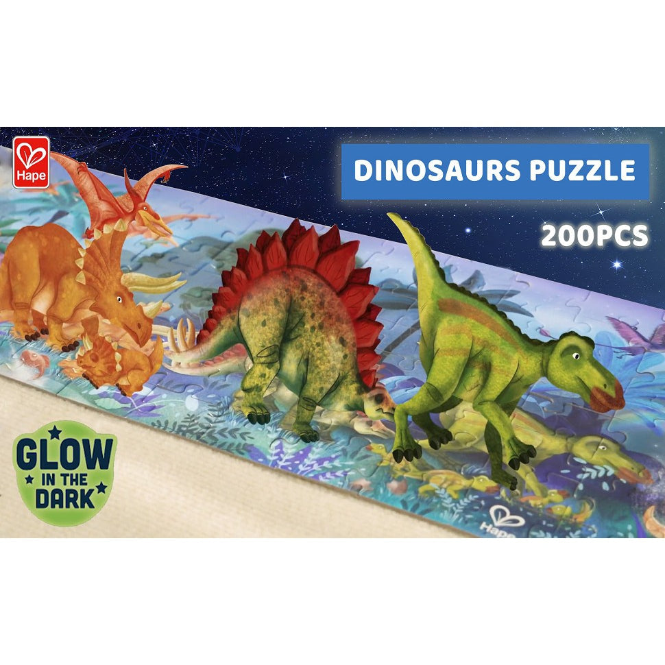 Hape Dinosaurs Floor Puzzle - Glow in the Dark - 200 Piece
