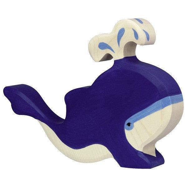 Holztiger Blue whale with water fountain Wooden Figure