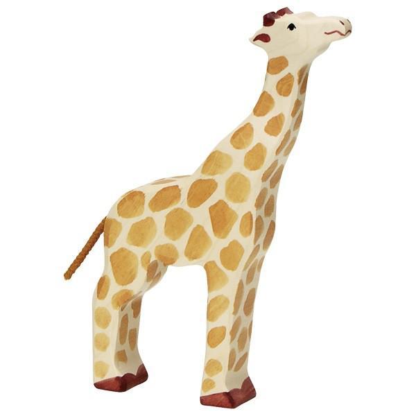 Holztiger Giraffe with Head Raised Wooden Figure