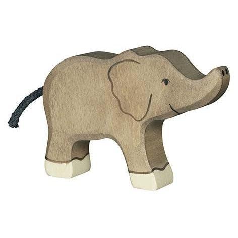 Holztiger Small Elephant with Raised Trunk Wooden Figure