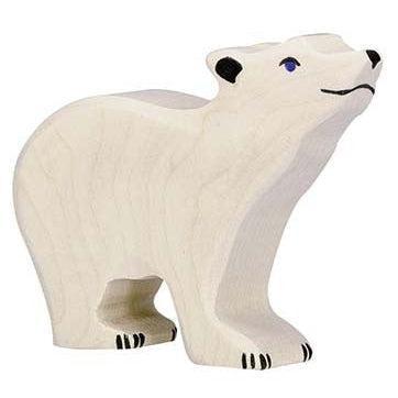 Holztiger Small Polar Bear with Head Raised Wooden Figure