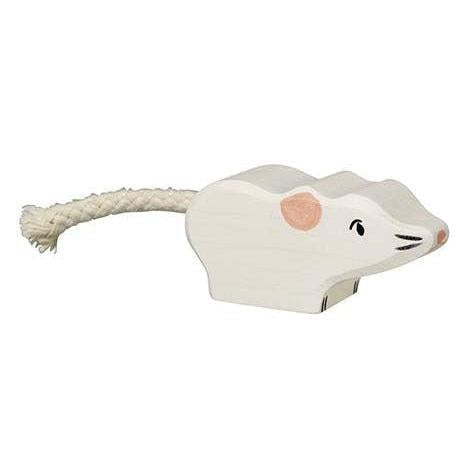 Holztiger White Mouse Wooden Figure