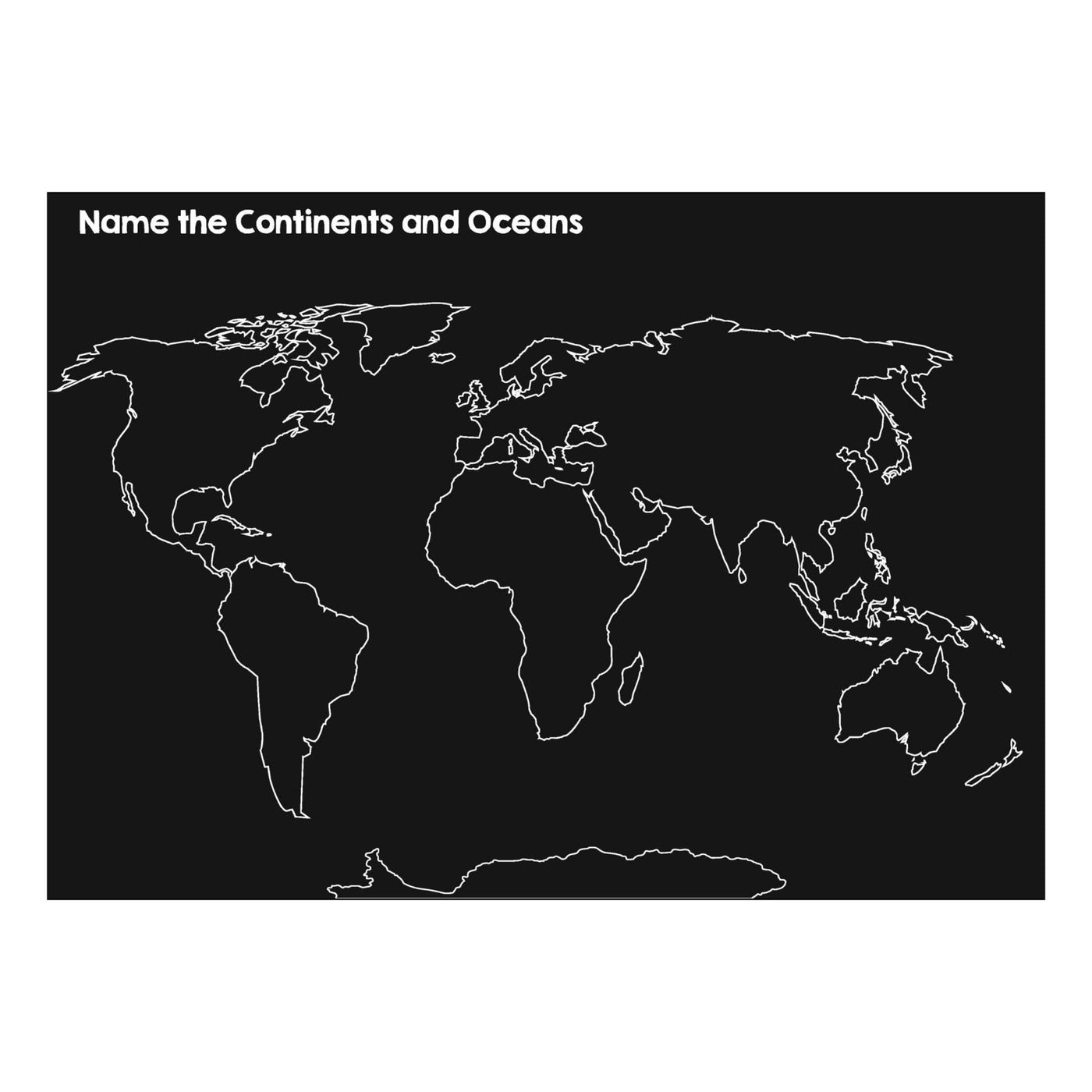 Reusable Chalkboard Placemat - Continents & Oceans