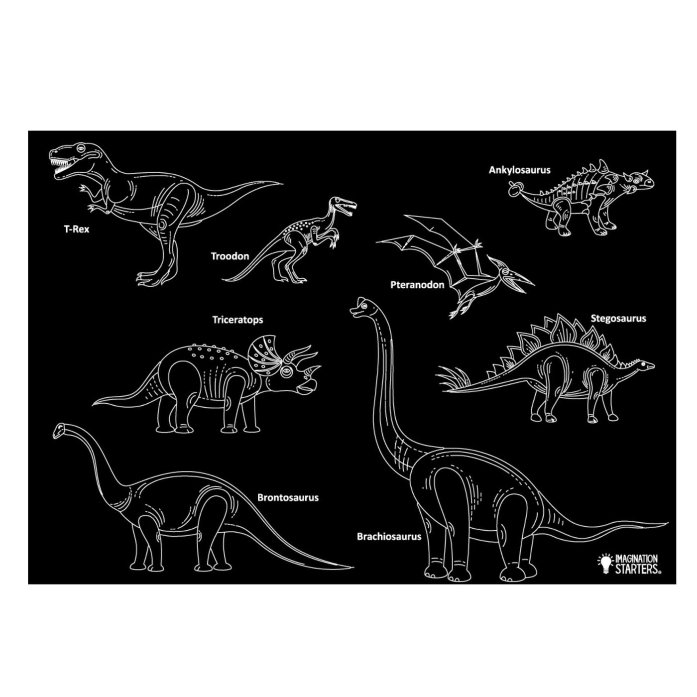 Reusable Chalkboard Placemat - Dinosaurs