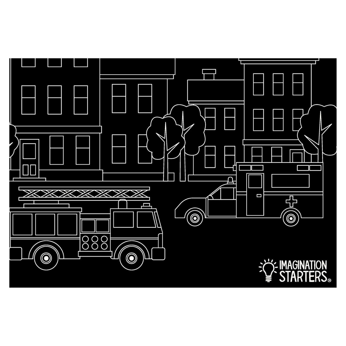 Reusable Chalkboard Placemat - Emergency Vehicles