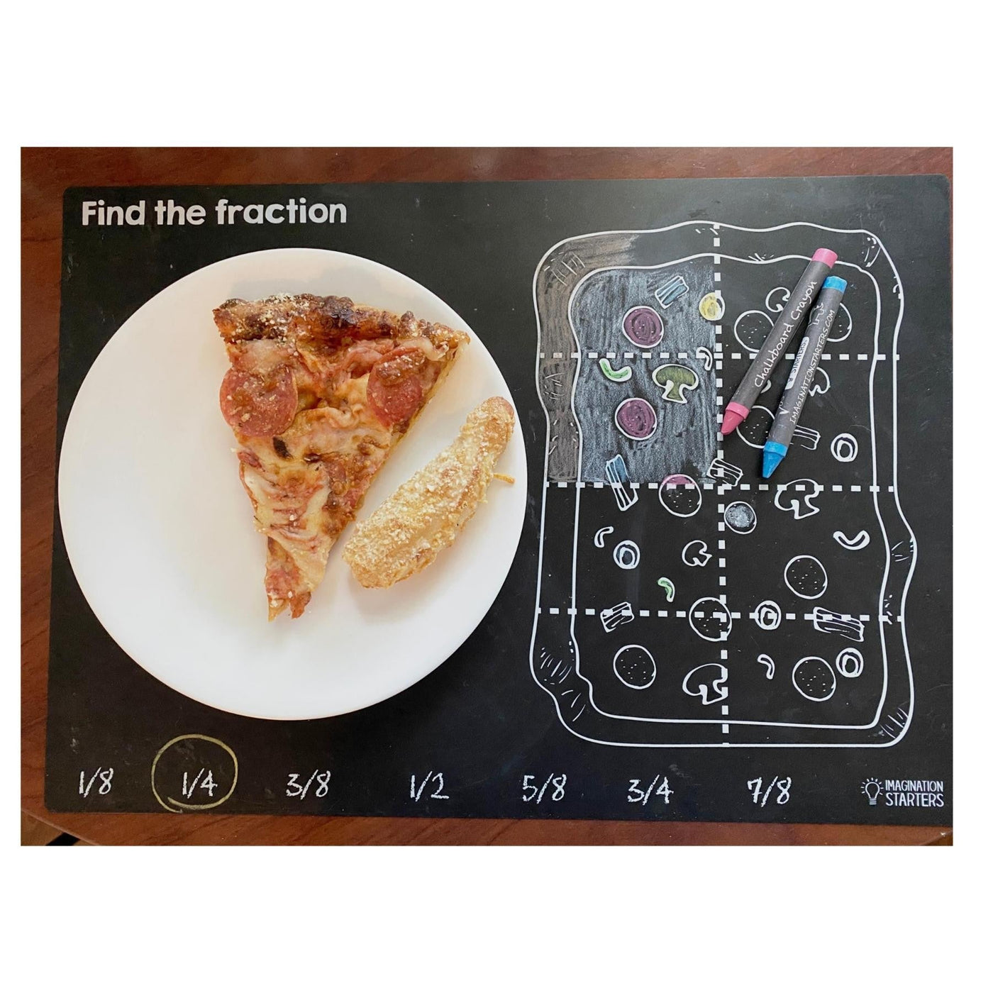 Reusable Chalkboard Placemat - Find the Fraction