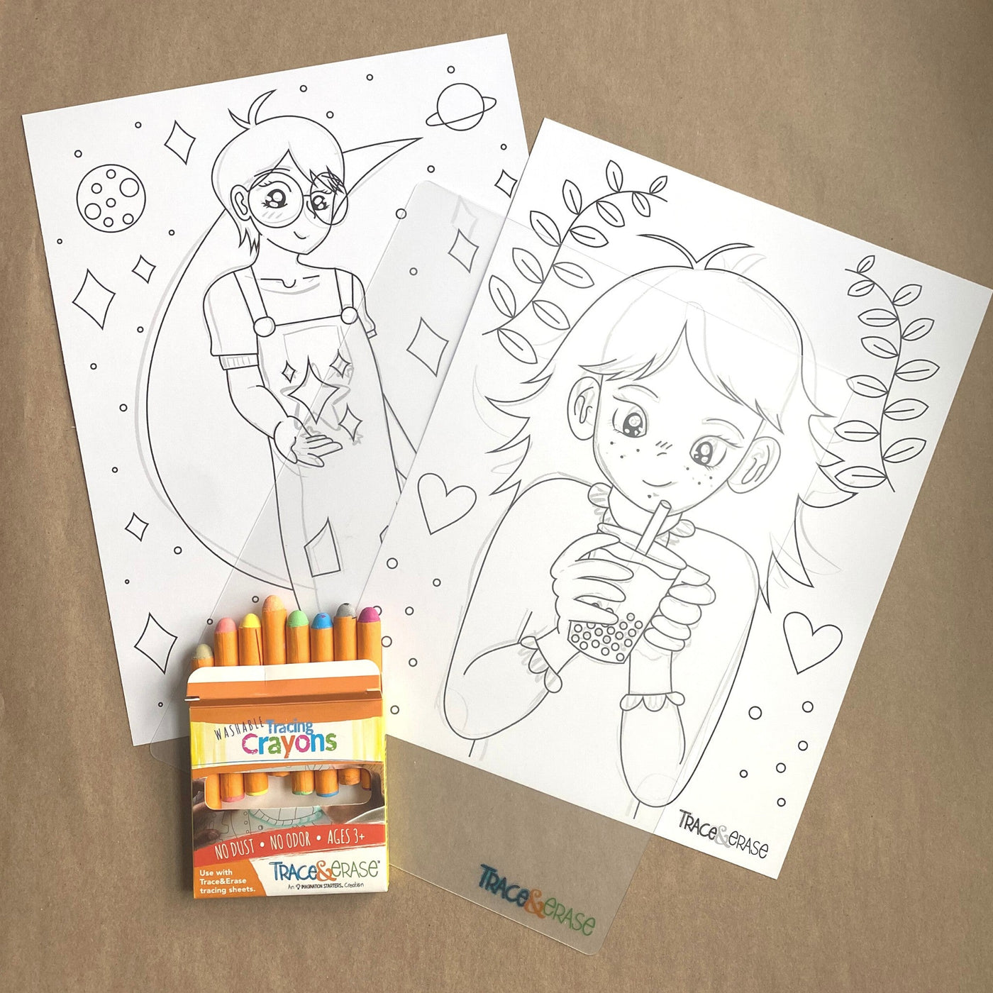 Trace and Erase Anime Colouring Sheets by Imagination Starters