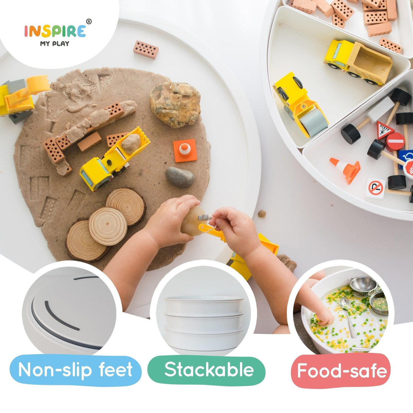 PlayTRAY by Inspire My Play - Tuff Tray with Lid and 6 Storage Inserts