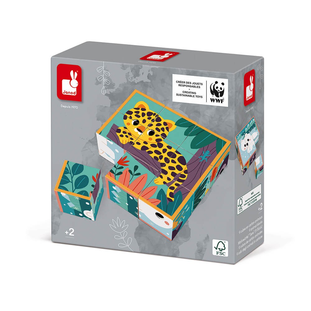 Animal 9 Cardboard Cubed Puzzle Set - In Partnership with WWF®