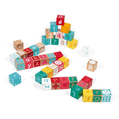 Janod Kubix 40 Cube Set - Letters - Numbers Puzzle