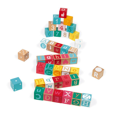 Janod Kubix 40 Cube Set - Letters - Numbers Puzzle