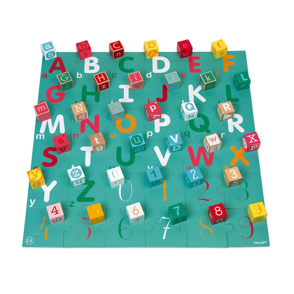 Janod Kubix 40 Cube Set - Letters - Numbers Puzzle