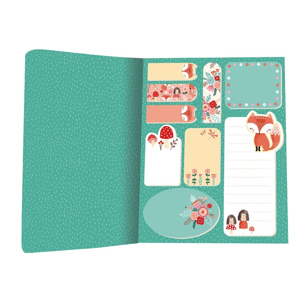 Notebook with Adhesive Notes Fox and Unicorns