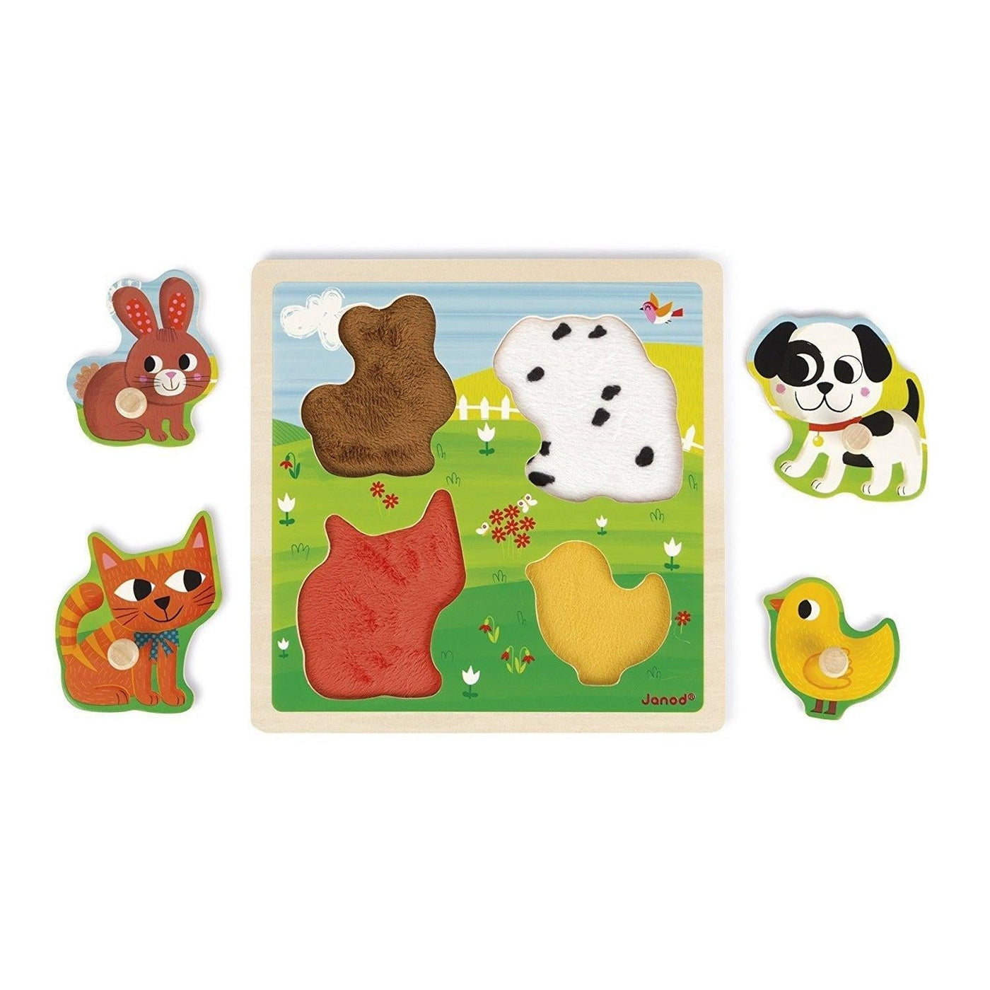 Tactile Wooden Peg Puzzle "My First Animals"