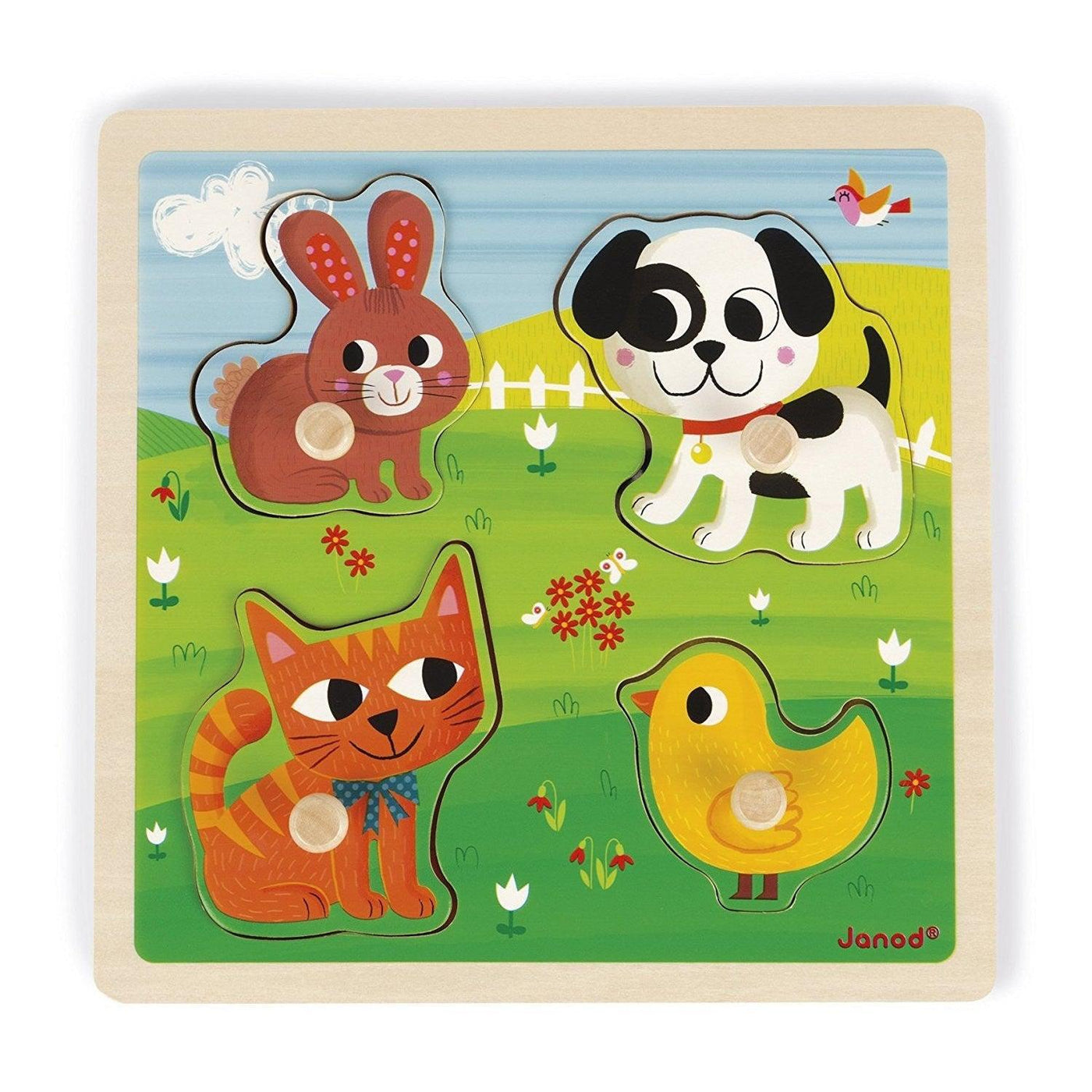 Tactile Wooden Peg Puzzle "My First Animals"