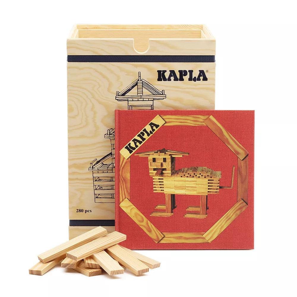 Kapla 280 Wooden Construction Blocks and Budding Builders Beginners Art Book in Wooden Case