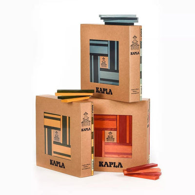 Kapla 40 Coloured Wooden Construction Blocks and Book - Red and Orange