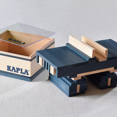 Kapla 40 Coloured Wooden Construction Blocks in a Square Box - Dark Blue