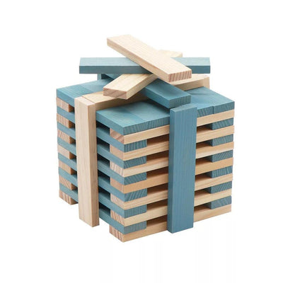 Kapla 40 Coloured Wooden Construction Blocks in a Square Box - Light Blue