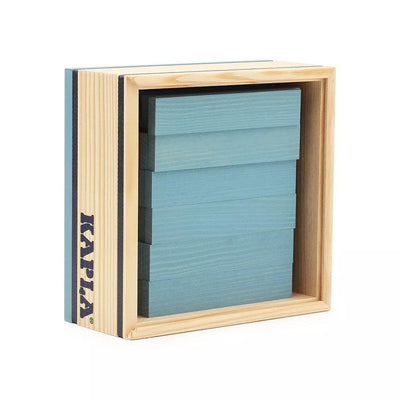 Kapla 40 Coloured Wooden Construction Blocks in a Square Box - Light Blue