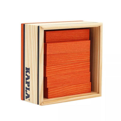 Kapla 40 Coloured Wooden Construction Blocks in a Square Box - Orange
