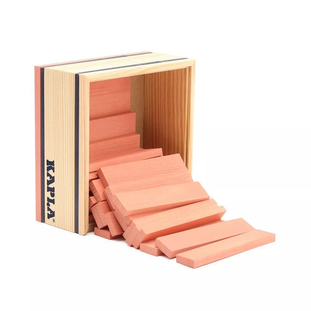 Kapla 40 Coloured Wooden Construction Blocks in a Square Box - Pink