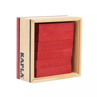Kapla 40 Coloured Wooden Construction Blocks in a Square Box - Red