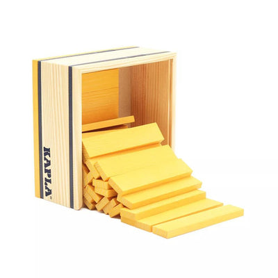 Kapla 40 Coloured Wooden Construction Blocks in a Square Box- Yellow