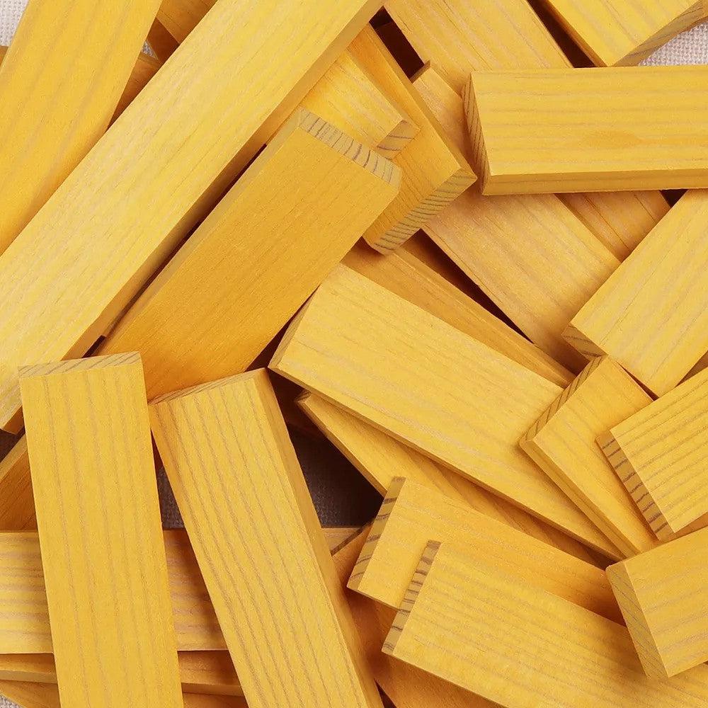 Kapla 40 Coloured Wooden Construction Blocks in a Square Box- Yellow