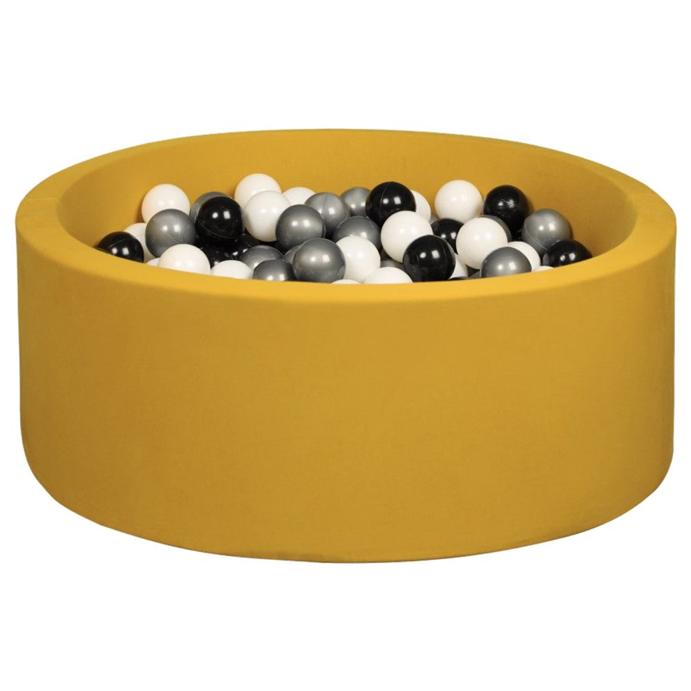 Larisa & Pumpkin Mustard Ball Pit with 200 Black-Silver-White Balls
