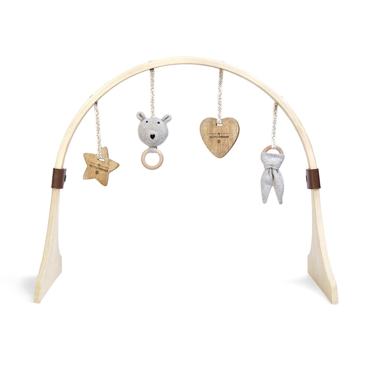 Little Green Sheep Curved Wooden Baby Play Gym & Charms Set - Bear Love