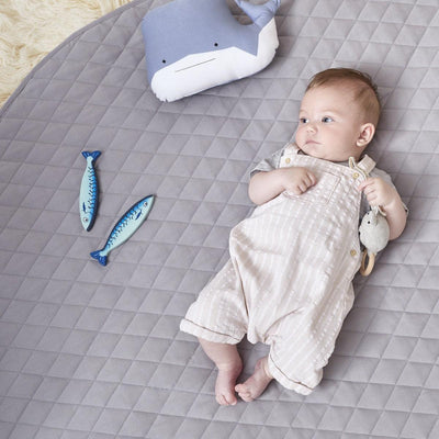 Little Green Sheep Quilted Baby Playmat - Grey