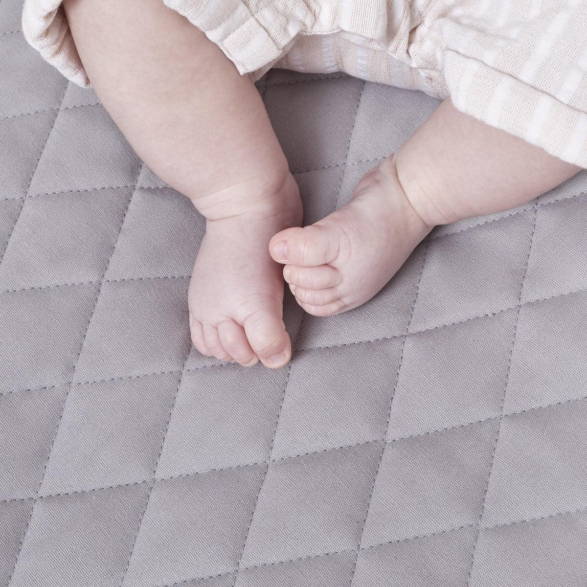 Little Green Sheep Quilted Baby Playmat - Grey