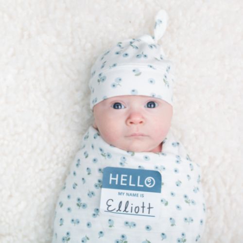 Bamboo Hat And Swaddle - Blueberries-Baby Gift Sets-Lulujo-Yes Bebe