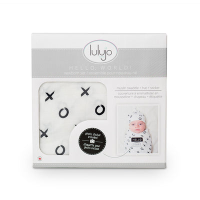 Lulujo - Bamboo Hat and Swaddle - Hugs & Kisses