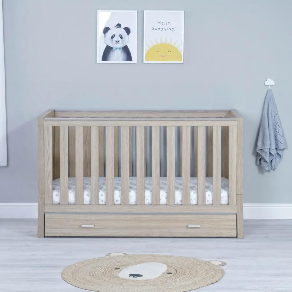 Luno Cot Bed With Drawer - Oak