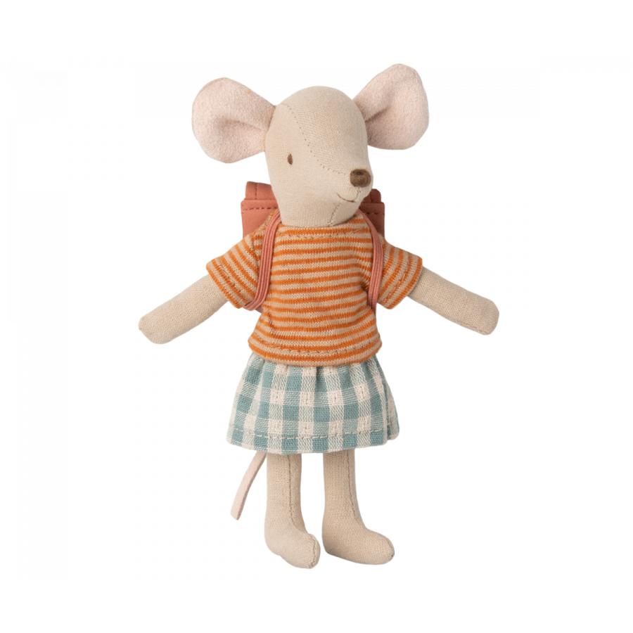 Big Sister Tricycle Mouse with Old Rose Bag